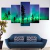 5 панелей пейзаж зеленый Аврора Полярная звезда свет ночное небо холст картины постеры и принты настенные художественные фотографии домашний декор без рамки