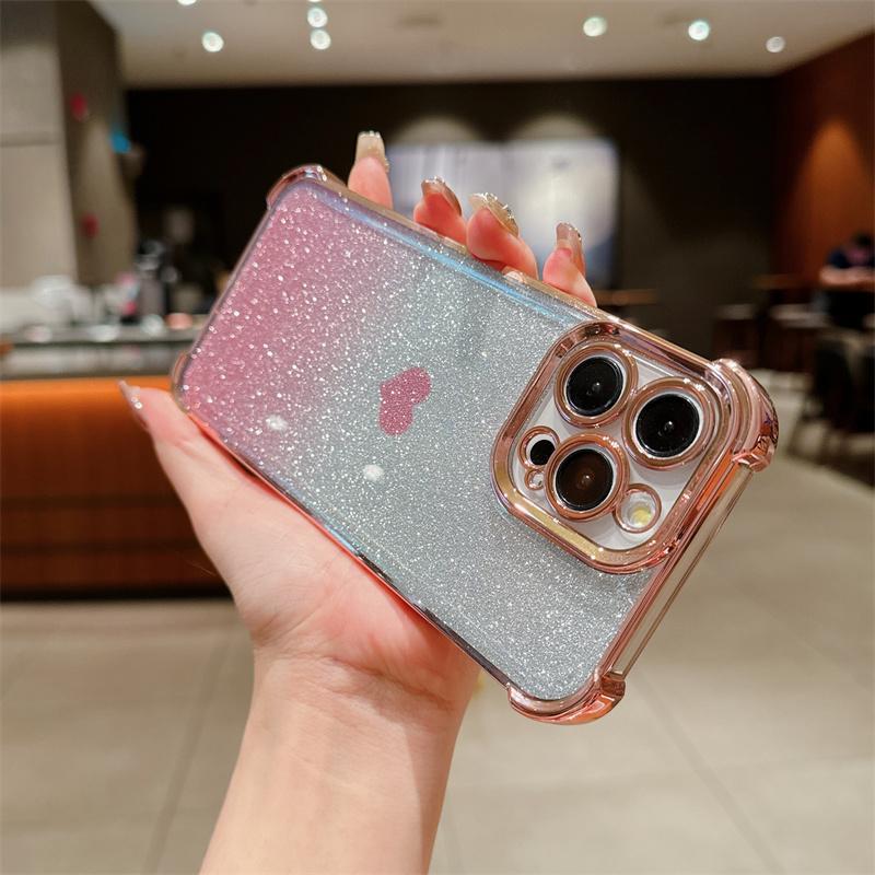 Чехол из ТПУ с милым сердечком и блестящим покрытием для iPhone 15 14 13 12 Pro Max 15 14 Plus 11, блестящий чехол для телефона