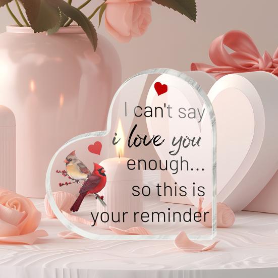 Акриловый орнамент в форме сердца Love Heart, прозрачный акриловый блок, отдельно стоящий настольный Love