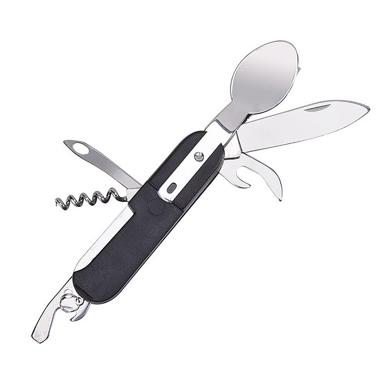 7-в-1Нержавеющая стальМногофункциональный набор столовых приборов для активного отдыхаКемпингСкладной ножВилкаЛожкаИнструмент для отдыха на природе
