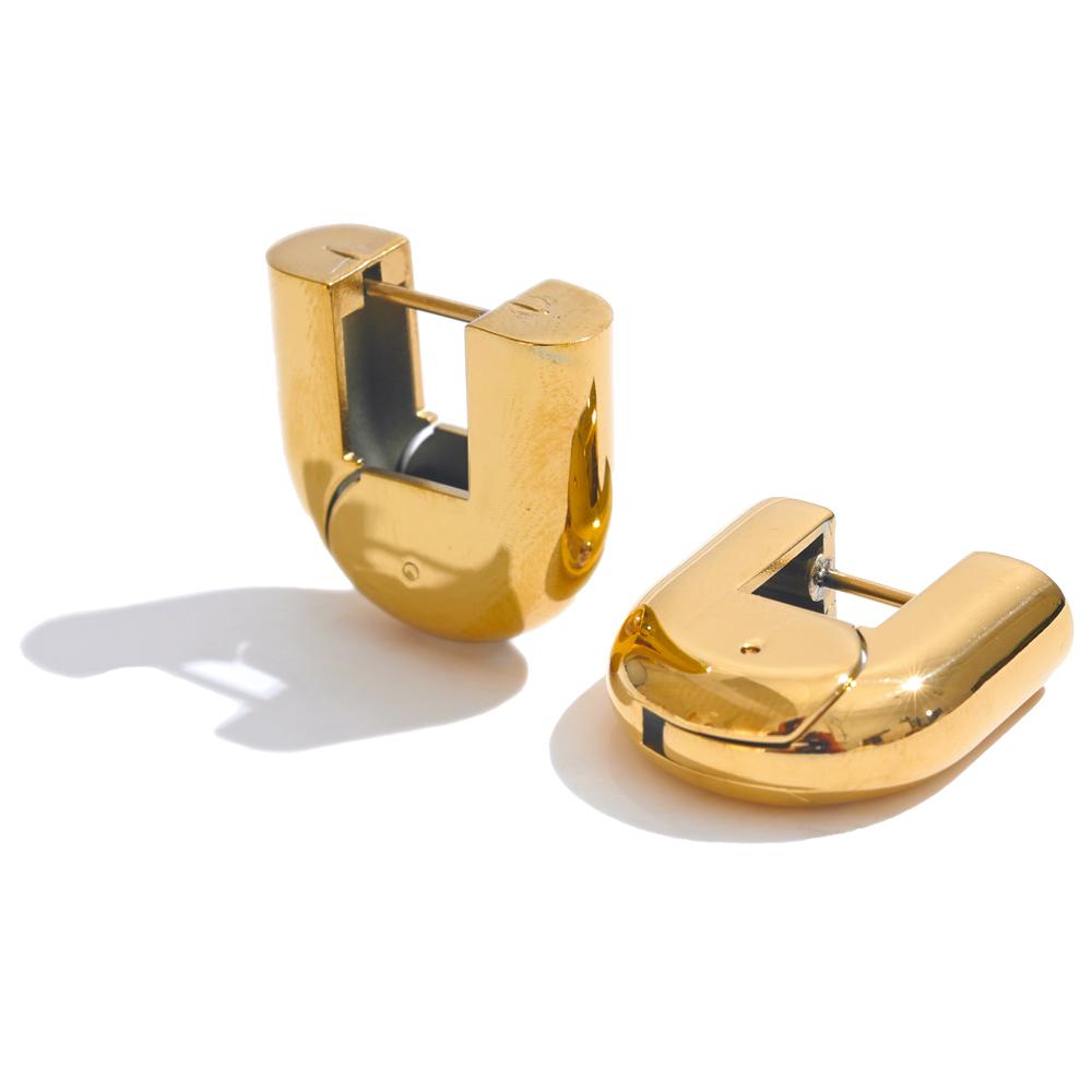 Eetit 2024 316L нержавеющая сталь глянцевый металл U-образной формы полые серьги-кольца 18K PVD покрытие текстура привлекательные ювелирные изделия водонепроницаемые