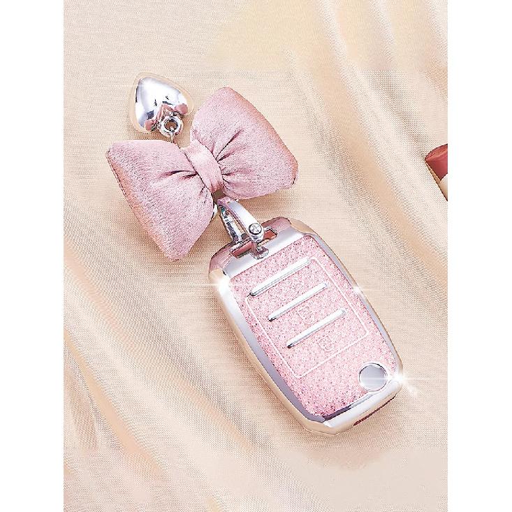 Car Key Case for Kia Rio Optima Sportage Sorento Soul Ceed Cerato Forte Seltos 3 Button Remote Key Cover Fob Crystal Pink Tpu
