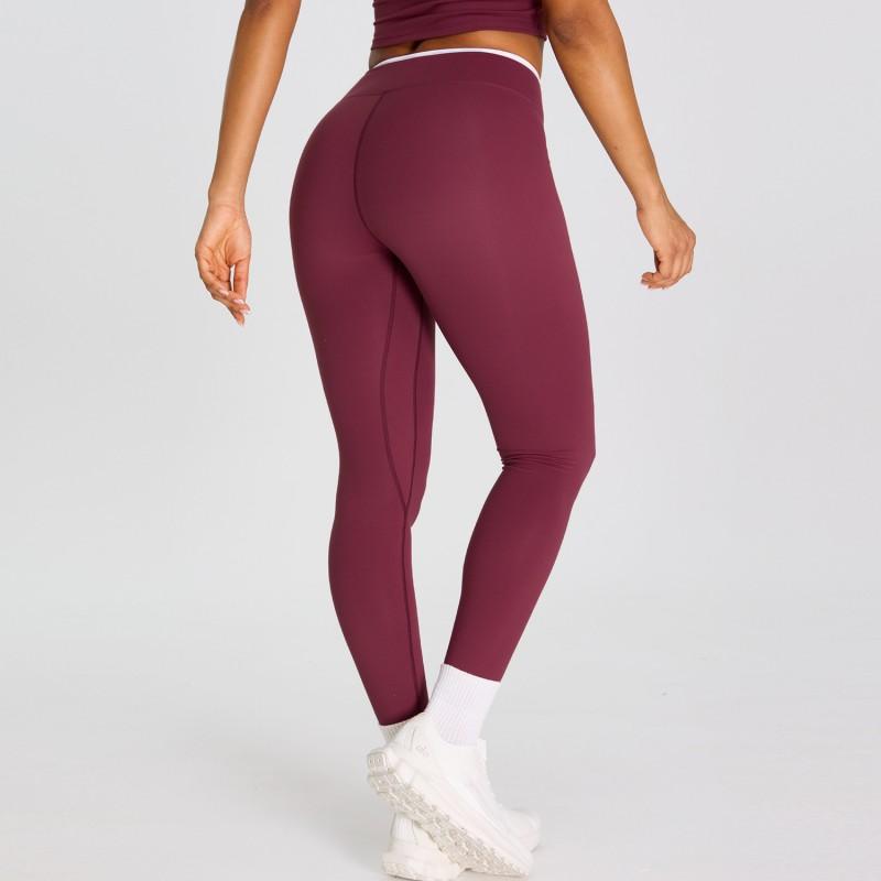High-Waisted Cross-Color Leggings Women Outdoor Running Yoga Stretchy Breathable Fitness Pants