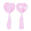 Heart-Shaped Silicone Nipple Covers with Tassels and Sequins - Sexy Lingerie Accessories 