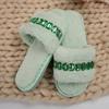 Fashion Rhinestone Fluffy House Slippers for Women 2025 Winter Warm Faux Fur Flat Slides Woman Open Toe One Strap Plush Slippers