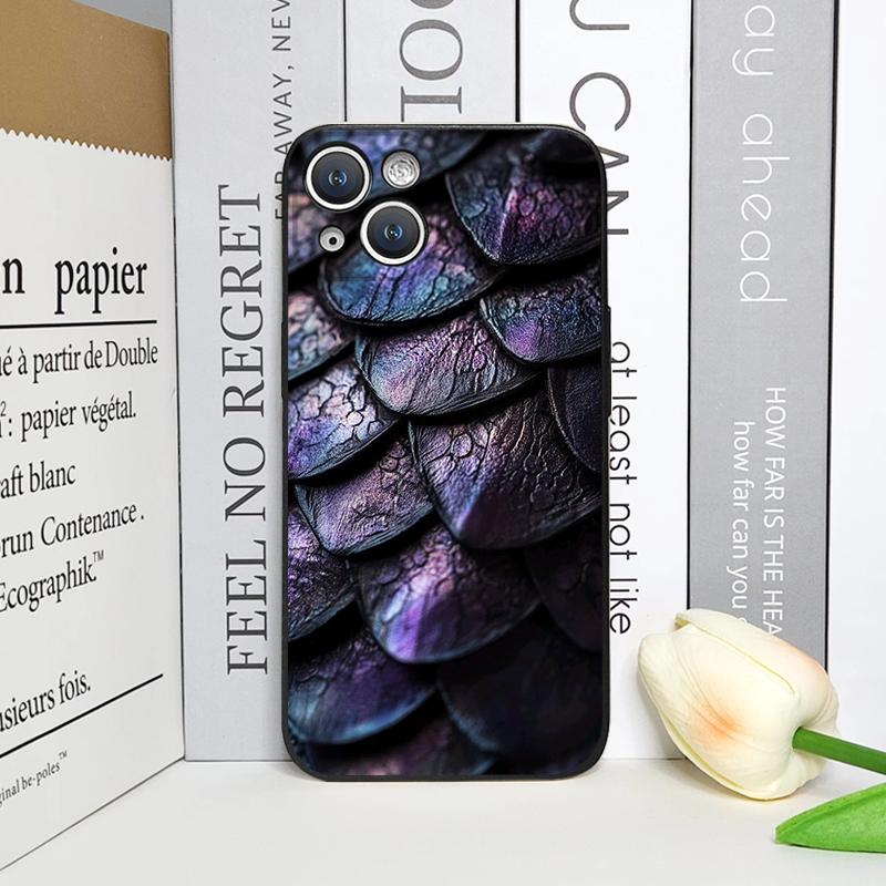Креативный черный золотистый чехол для телефона с текстурой чешуи для iPhone 17 16 12 11 14 13 15 Pro Max Mini XS MAX XR 7 Plus Мягкая крышка