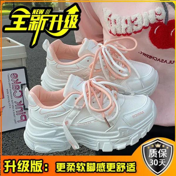 Soft Leather Mesh Dad Shoes Women's Shoes 2025 Spring and Summer New Leisure Sports Little White Shoes Popular Platform Ins Trendy Shoes