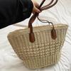 Женская летняя соломенная тканая сумка через плечо с ручкой сверху, модная пляжная большая вместительная вязаная сумка-тоут для покупок