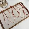 Ticky Korean High-End S925 Silver Red Agate Necklace for Women - Simple, Elegant Christmas & New Year Gift