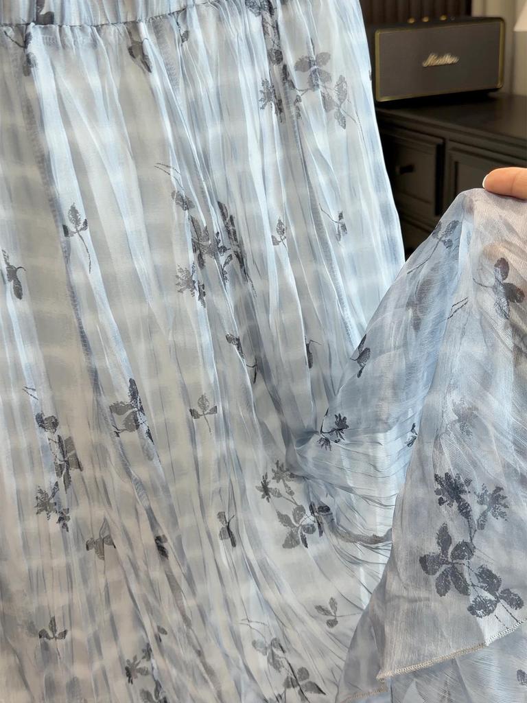 Женская летняя клетчатая шифоновая юбка с высокой талией и асимметричным подолом