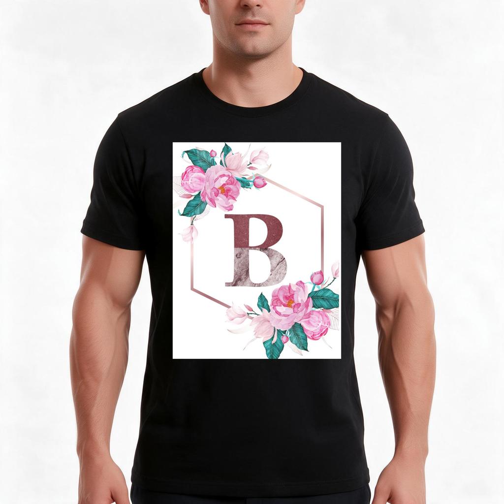 Alphabet B Letter B Illustration Design Tshirt Summer Casual Cotton Tee Oversized Streetwear Tops Vintage Graphic Print
