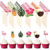 24Pcs Hawaiian Cupcake Toppers Flamingo Pineapple Palm Leaves Toothpicks Tropical Summer Beach Birthday Party Cake Decoration