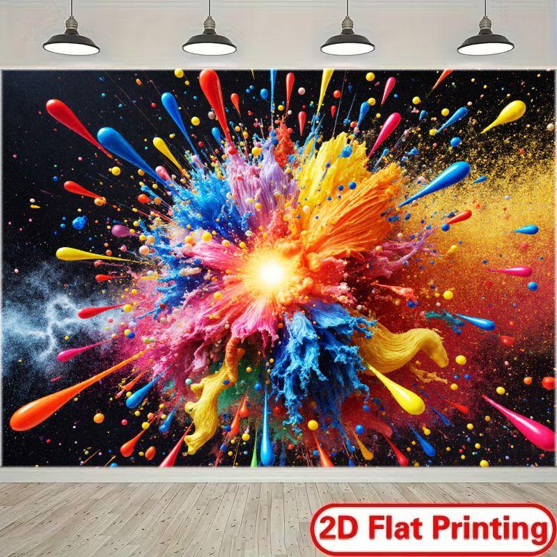 2D Flat Banner colorful graffiti background vivid splashing effect of paint colors