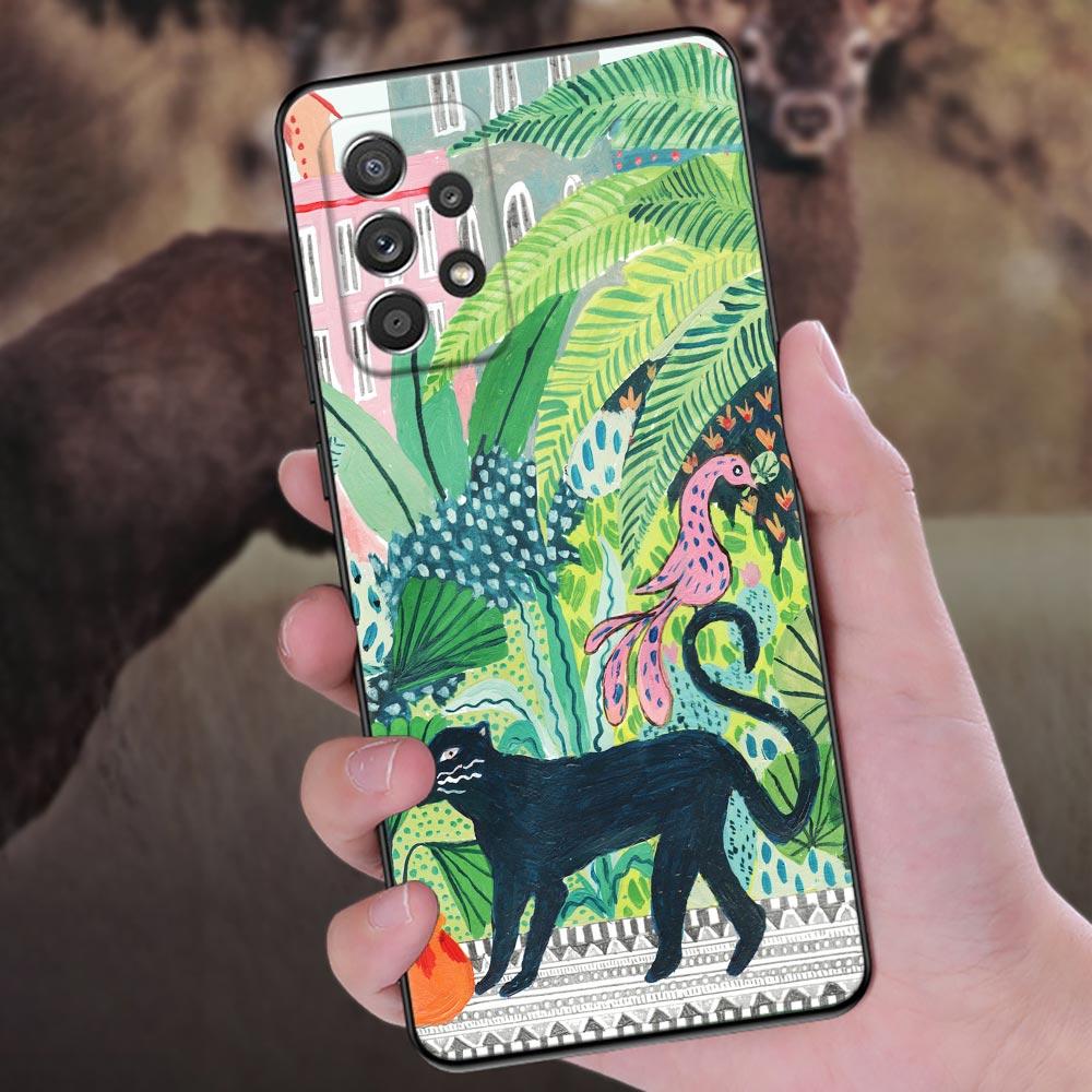 Иллюстрация джунглей Змея Кошки Ленивец Чехол для телефона для Samsung Galaxy A57 A56 A37 A55 A36 A26 A54 A52 A35 A34 A25 A17 A16 A07 Чехол