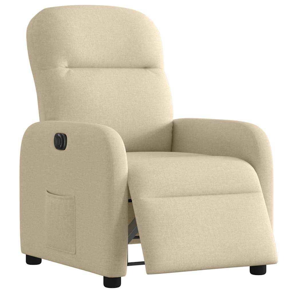 Electric Recliner Chair Cream Fabric