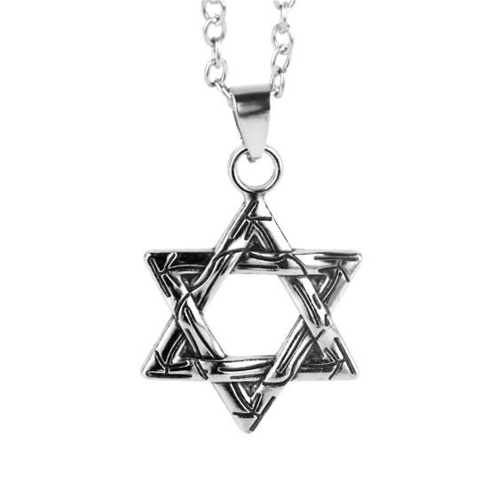 Мужское ожерелье сплошного цвета в форме звезды в стиле хип-хоп, ретро-мужская подвеска для повседневного ношения