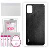 apgo Protective Skin Sticker for the Back Compatible with Nokia C12 Plus, Wrap Film, Foil, Vinyl - Pattern Black Leather