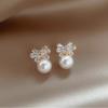 Luxury Micro Zircon White Camellia Pearl Earrings for Women Elegant Imitation Pearl Flower Earring Party Wedding Jewelry