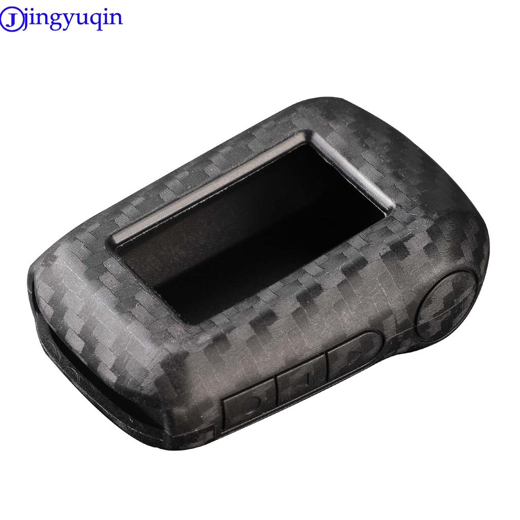 Jingyuqin 3b Carbon Fiber Patten Silicone Car Key Shell For Starline A92/A94/V62/A62/A64 LCD Car Key Holder Case Cover