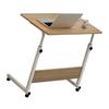Liftable Bedside Table 60 X 40cm C Shape Metal Frame Mobile Laptop Desk for Home Sofa Walnut Color