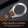 Leather Keychains Cowhide Car Keychain Titanium Metal Key Ring Luxury Men Fashion Keychain Personalized Creative Keychains Clip