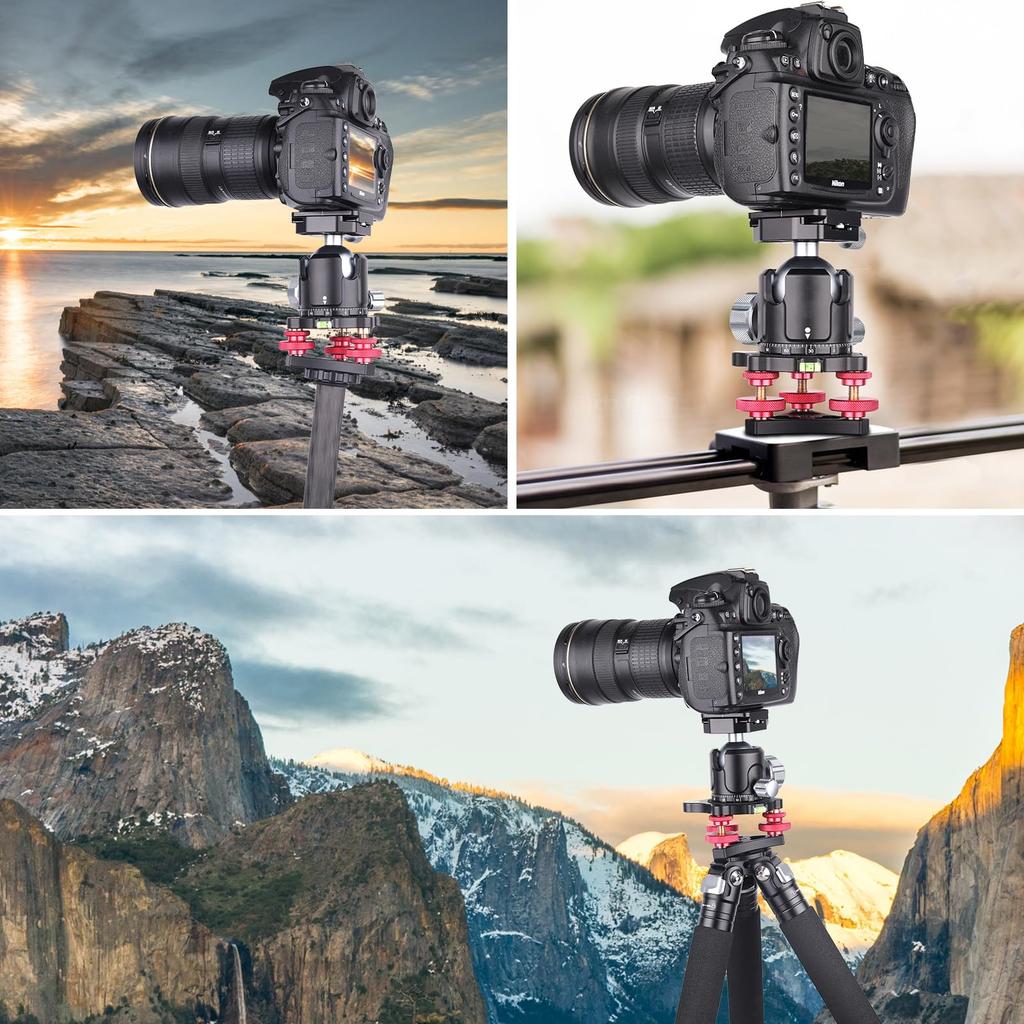 ARTCISE Leveling Base Tripod Head Plate Degree Precision Adjustment Bracket Bubble Level Three Wheel Precision Adjustment Camera Leveler Stand 3 Axis