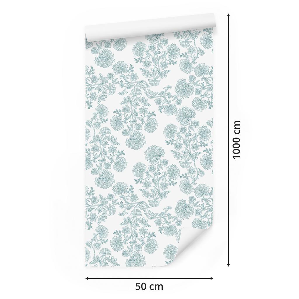 Wallpaper Flowers white and light gray, soft shapes 50x1000