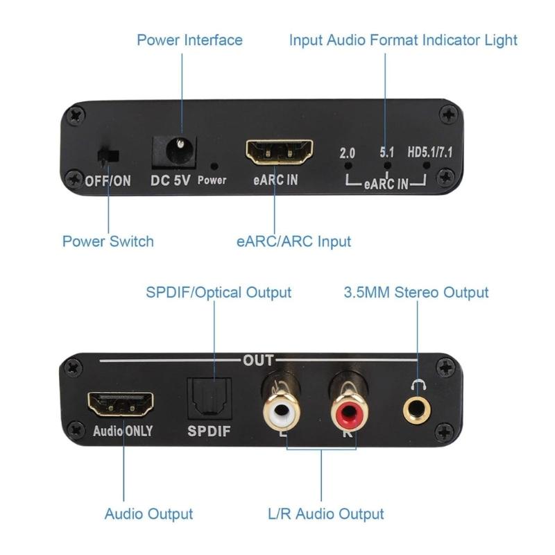 eARC Sound Extractor Adapters Converts HDTV To Opticals/3.5mm For Enhanceds Sound Systems With Volumes Control