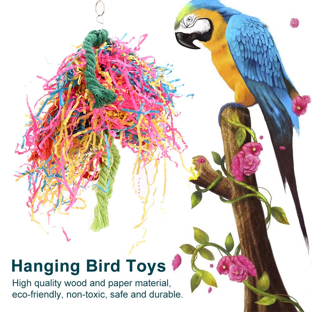 Colorful Parrot Climbing Toys Bird Hanging Cage Chewing Toys with Bell for Pet Supplies