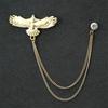 Korean Style Men's Blazer Brooch with Scissors-Shaped Metal Chain Accessory