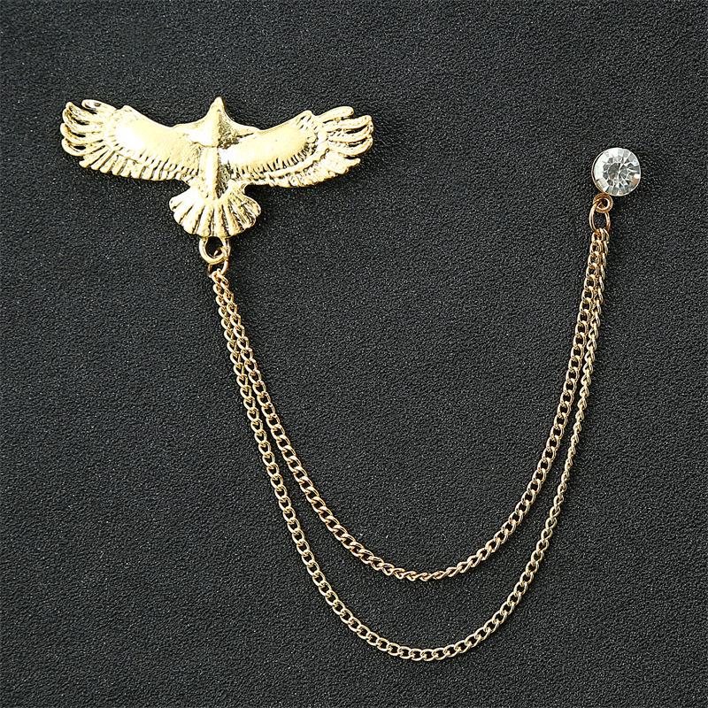 Korean Style Men's Blazer Brooch with Scissors-Shaped Metal Chain Accessory