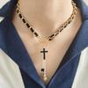Новое модное простое черное ожерелье с крестом, женское ожерелье с подвеской, подарок на День святого Валентина