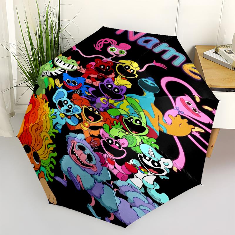 Custom Name Huggy Wuggy Theme Automatic Umbrella, Lightweight & Portable, 8 Rib, Perfect for Outdoor Travel, Birthdays, Christmas, Gifts.