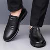Модные мужские туфли весна-осень черного цвета, повседневные туфли из коровьей кожи для мужчин, однотонные мужские туфли