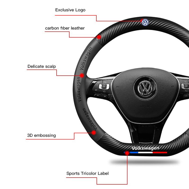 2026 Горячая Для VW VOLKSWAGEN Чехол на Руль Автомобиля Противоскользящие Накладки на Руль из Углеродного Волокна Для VW GTI Polo Golf Passat Tiguan
