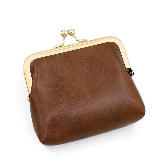 Мини-портмоне в винтажном стиле из искусственной кожи с замком-поцелуем, карман для мелочи, портативный кошелек