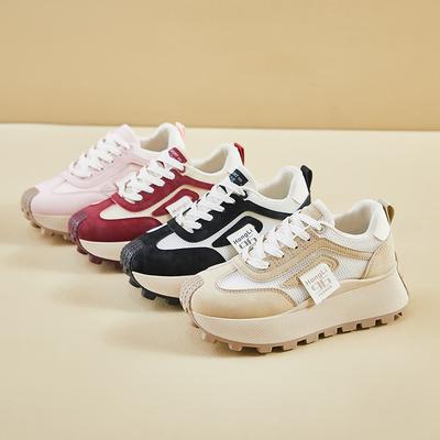 Дышащие женские кроссовки Dad Sneakers на толстой платформе, кроссовки для бега со шнуровкой, удобные женские кроссовки для занятий теннисом