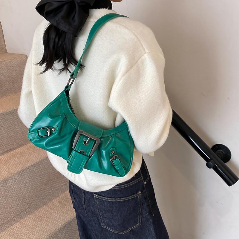 Stylish Versatile Solid Color Shoulder Bag With Unique Crescent Shape For Daily Use