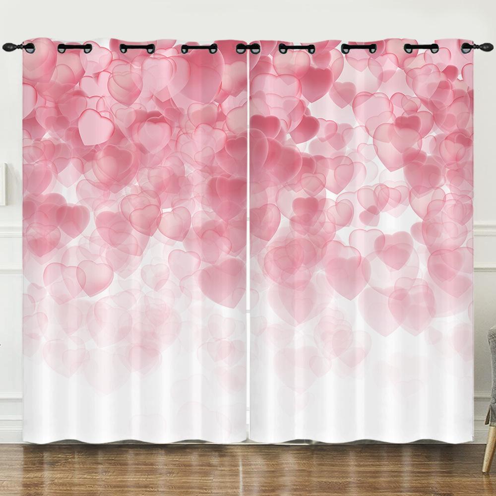 День святого Валентина Девушка Сердце Розовый Любовь Роза Цифровая печать Штора Блэкаут На люверсах