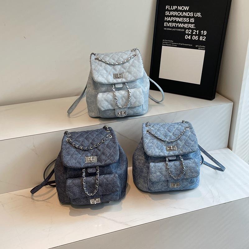 Ранняя осень новая мода Сяосян джинсовая вышивка нить ремешок цепочка сумка на одно плечо на два плеча женская сумка