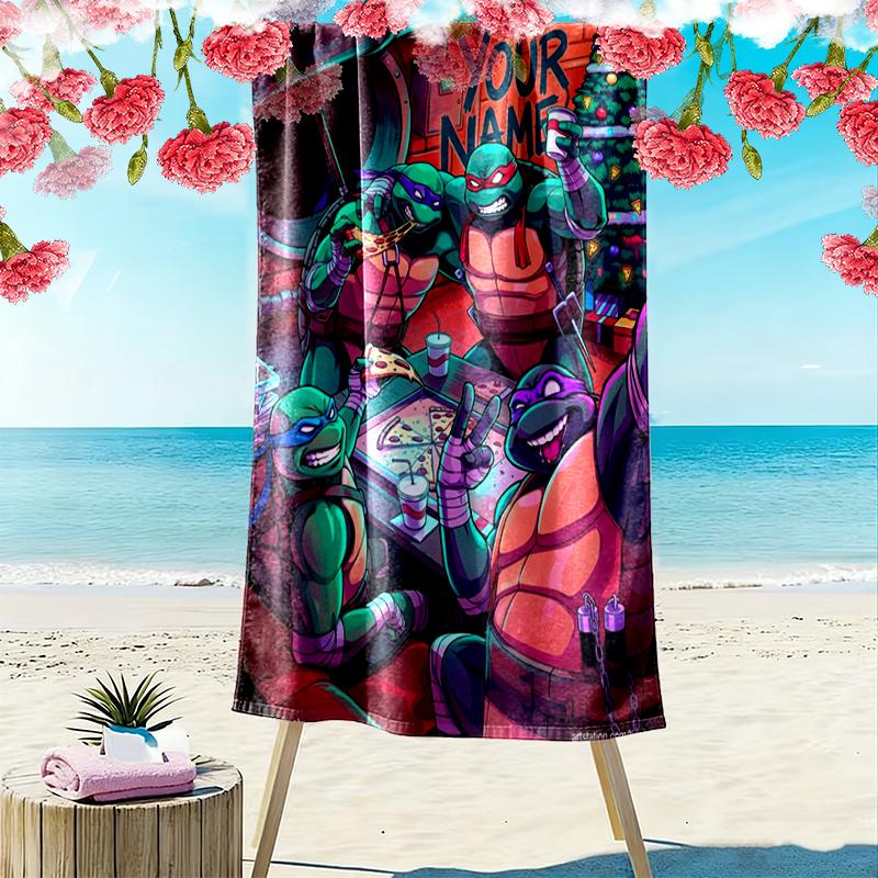 Custom NameTeenage Mutant Ninja Turtles Beach Towel Soft Microfiber Summer Towel Quick Dry Absorbent Towel for Beach Swimming Pool Travel