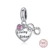 New 925 Sterling Silver Rose Girl Boy Pink Sparkle Spacer Clip Charm Bead Fit Original Fashion Bracelet DIY Jewelry for Women
