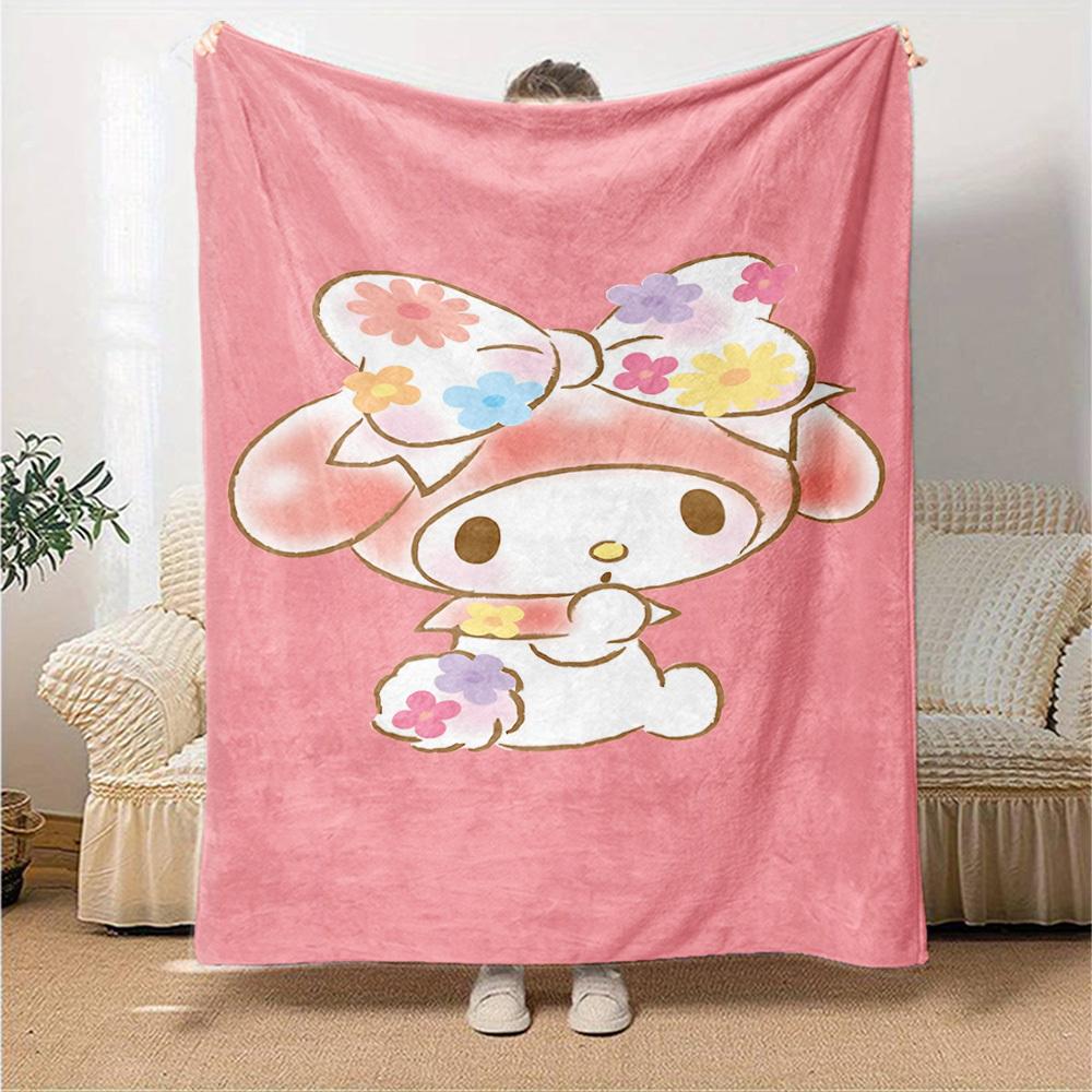 1pc My Melody flower blanket Lightweight Flannel Throw for Sofa Bed Travel Camping Livingroom Office Couch Chair