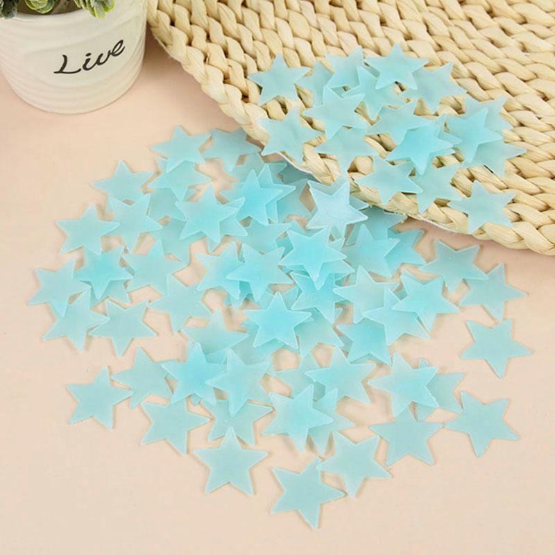 100 шт. светящиеся 3D звезды светящиеся в темноте наклейки на стену для детей детские комнаты спальня потолок домашний декор флуоресцентные наклейки со звездами