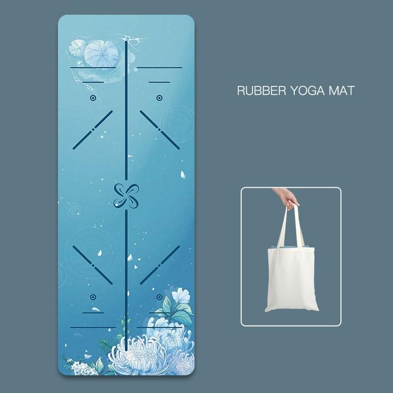 Коврик для йоги с принтом из натурального каучука и бархатной поверхностью. Тонкий нескользящий портативный складной напольный коврик, впитывающий пот. Фитнес-упражнения. Моющийся напольный коврик.