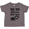 Inktastic This Boy Loves Digger Trucks Construction Toddler Kids Boys T-Shirt Truck Shovel