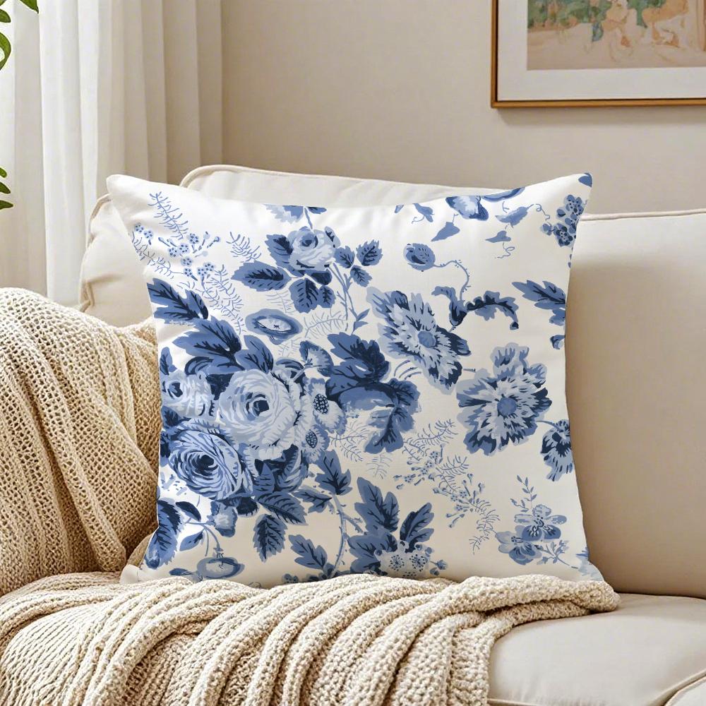 Oriental Classical Aesthetics Blue White Porcelain Cushion Cover Pillowcase Antidustmite living Room Sofa Decor Cushion Room