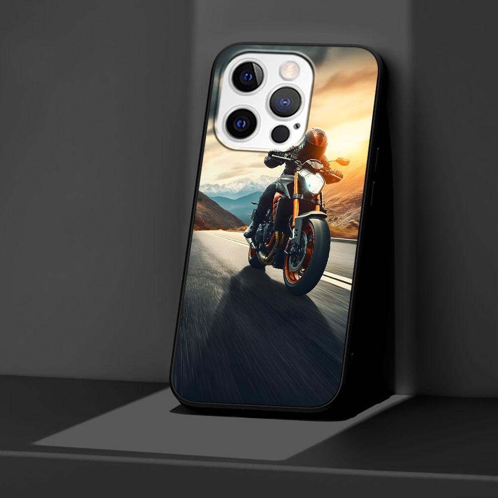 Мотоциклетный чехол для Apple iPhone 14 11 7 SE 2020 8 X XS 13 12 Mini XR 15 Pro Max Силиконовый Черный Мягкая Накладка на Телефон
