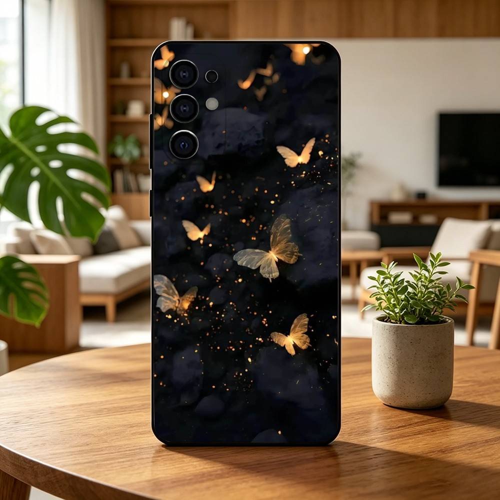 Glow in the dark Butterfly Gift Phone Case For Samsung S25,S24,S21,S22,S23,S30,Ultra,S20,Plus,Fe,Lite,Note,10,Black Cover