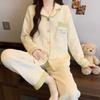 Cute cat pajamas autumn and winter women's warm air cotton thickened sandwich cardigan new girly loungewear